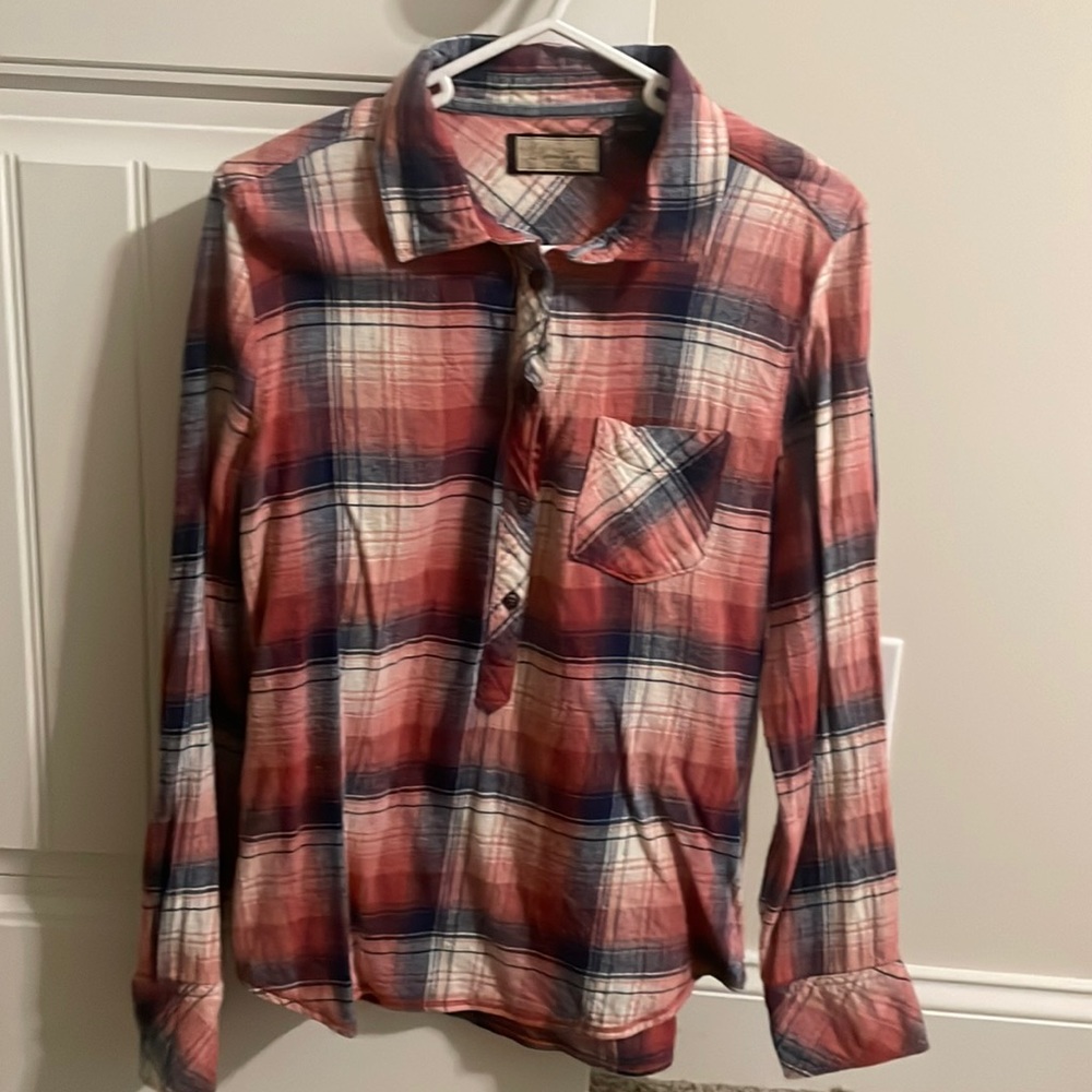 Pink and blue pop over flannel